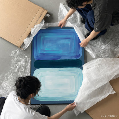「Deep Blue Duality」アブストラクトアートポスター - Ink Jp