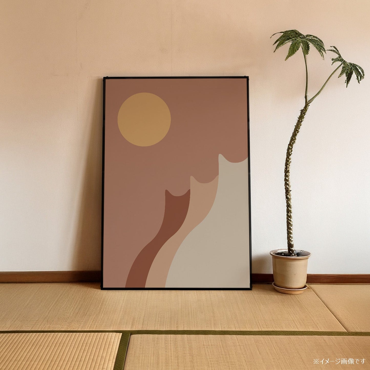 「Desert Cats at Dusk」キャットアートポスター - Ink Jp