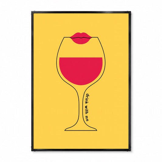 「Drink with me」グラフィックアートポスター - Ink Jp