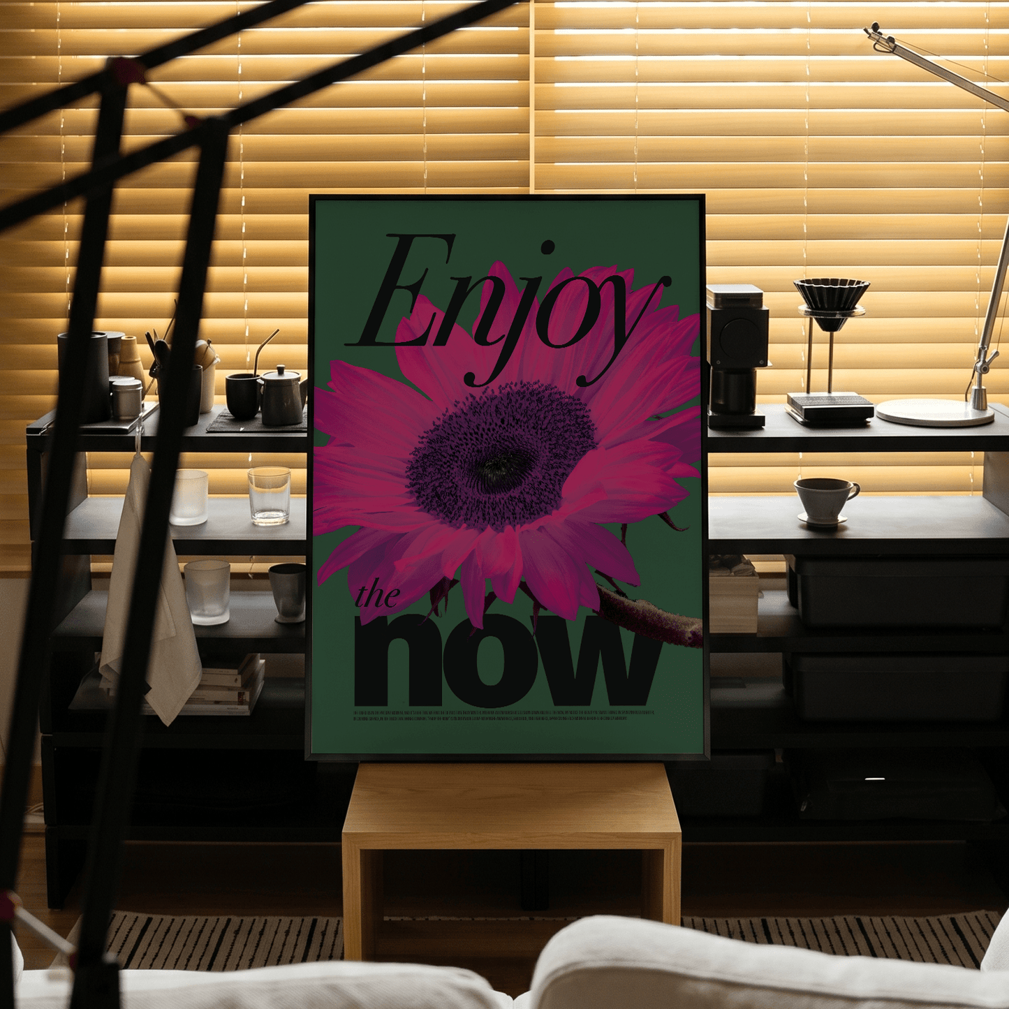 「Enjoy the Now」モダンフォトグラフィックポスター - Ink Jp