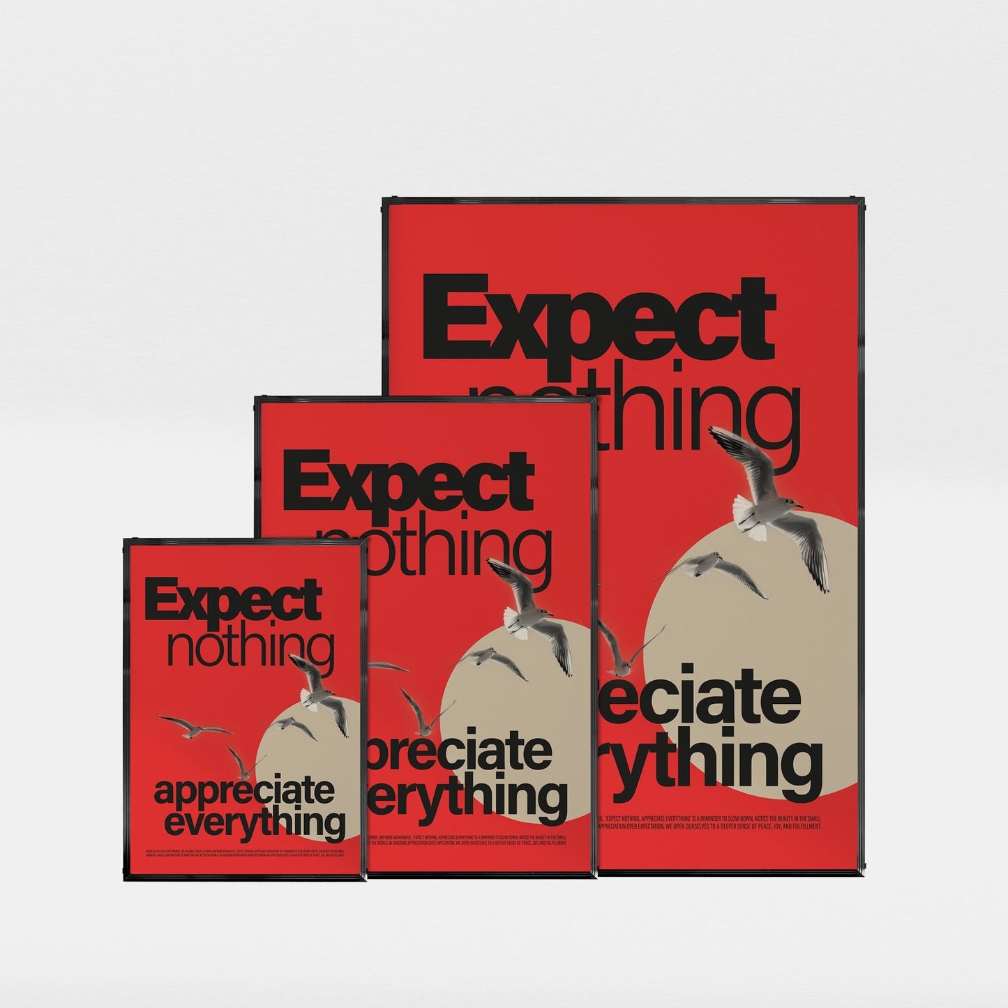 「Expect nothing, appreciate everything」グラフィックアートポスター - Ink Jp