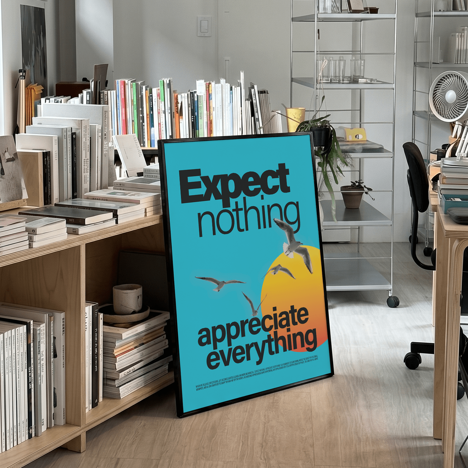 「Expect nothing, appreciate everything」モダンフォトグラフィックポスター - Ink Jp
