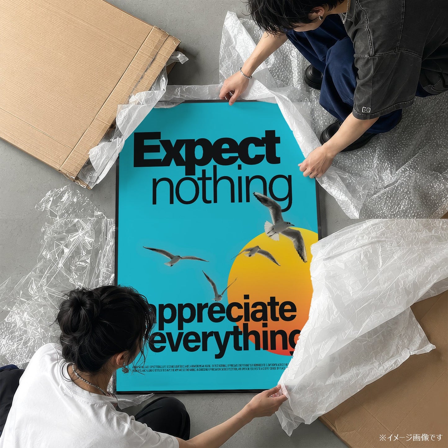 「Expect nothing, appreciate everything」モダンフォトグラフィックポスター - Ink Jp