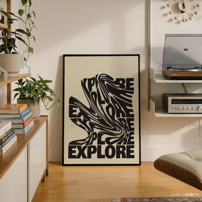 「EXPLORE」タイポグラフィグラフィックアートポスター - Ink Jp
