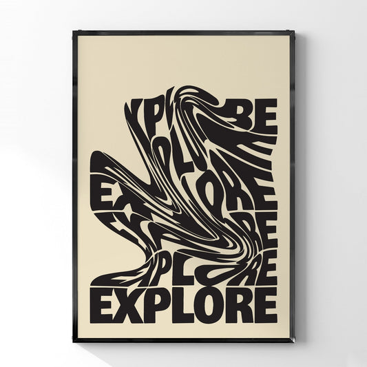 「EXPLORE」タイポグラフィグラフィックアートポスター - Ink Jp