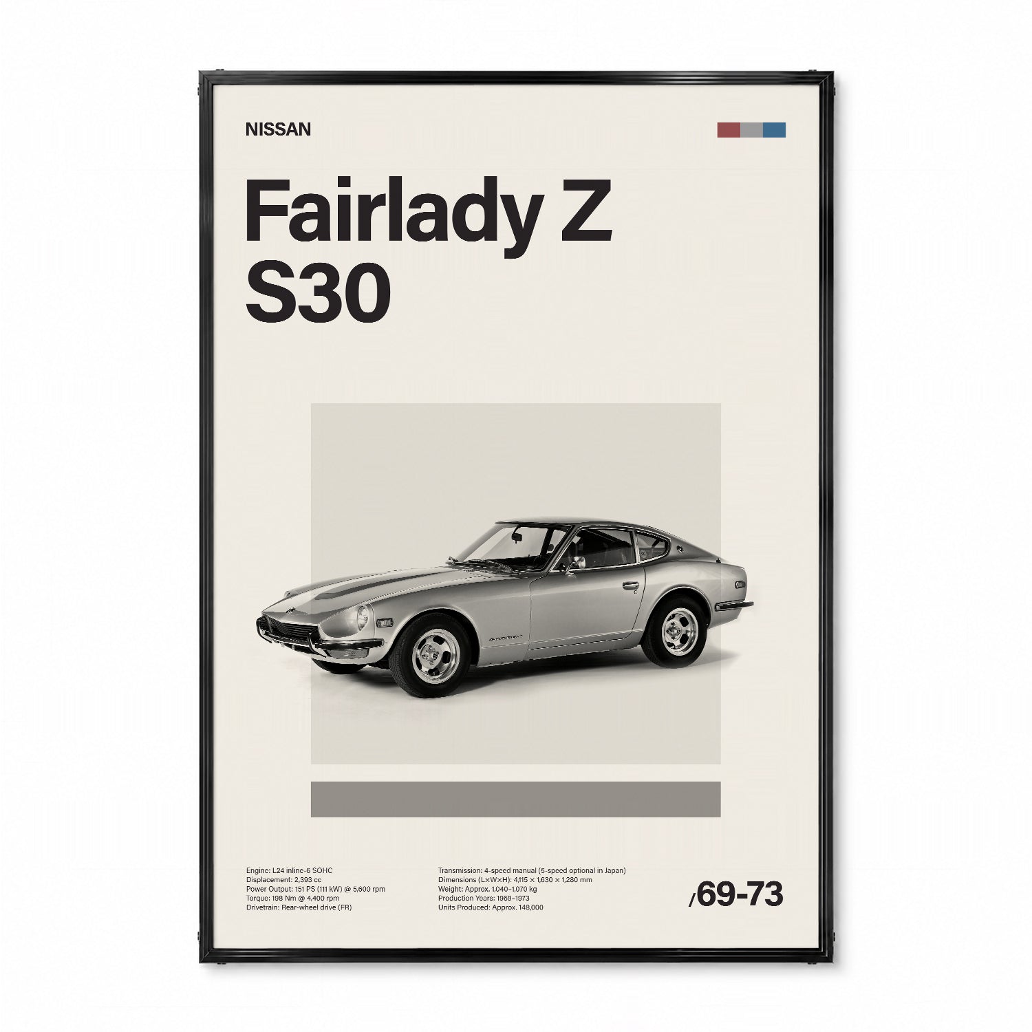 Fairlady Z S30 ミニマリストアートポスター - Ink Jp