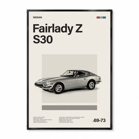 Fairlady Z S30 ミニマリストアートポスター - Ink Jp