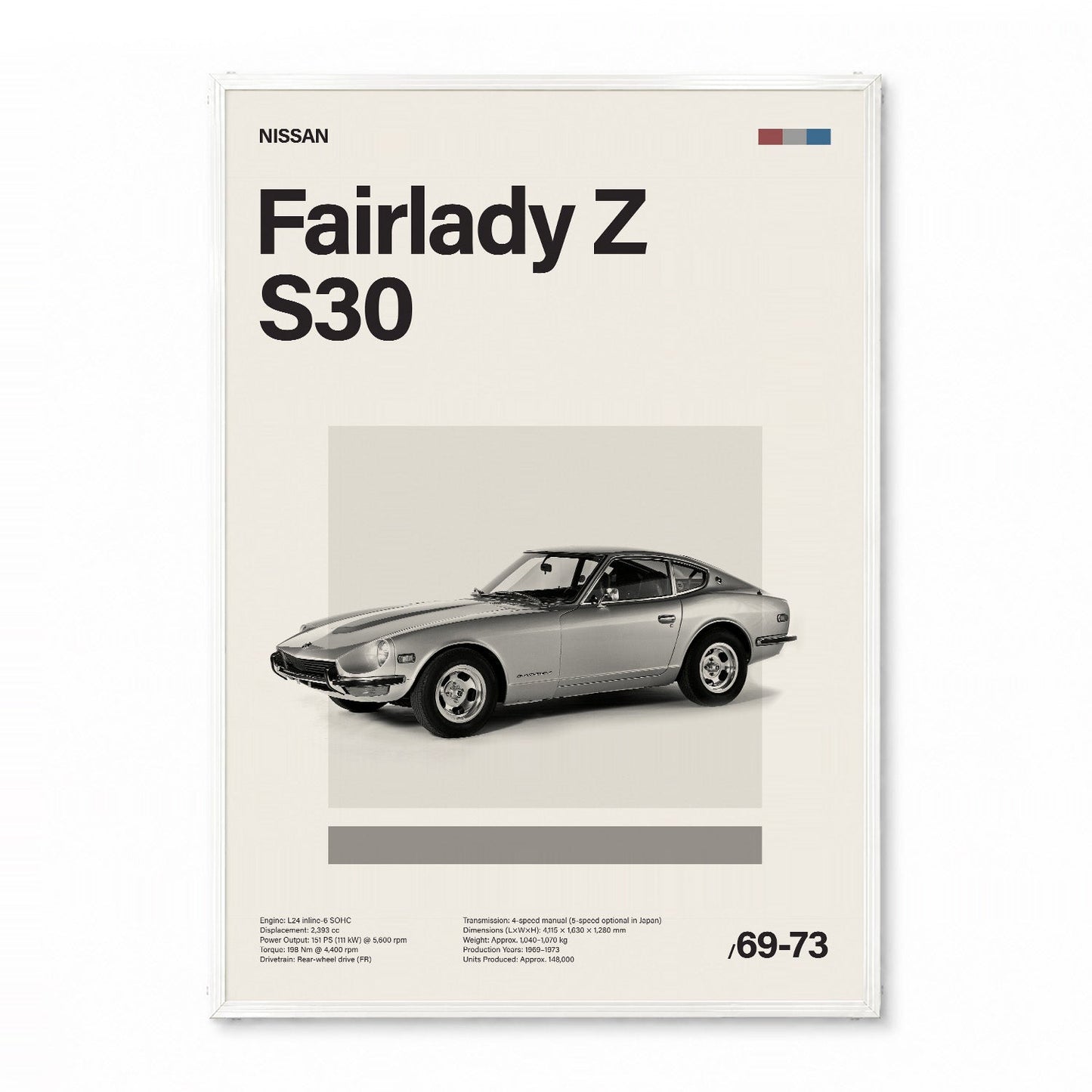 Fairlady Z S30 ミニマリストアートポスター - Ink Jp