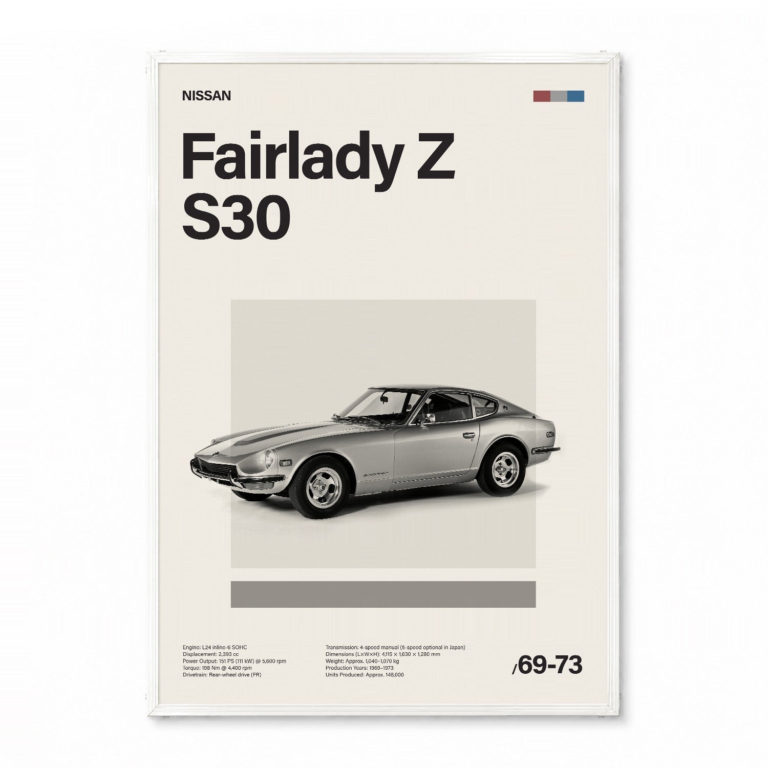 Fairlady Z S30 ミニマリストアートポスター - Ink Jp