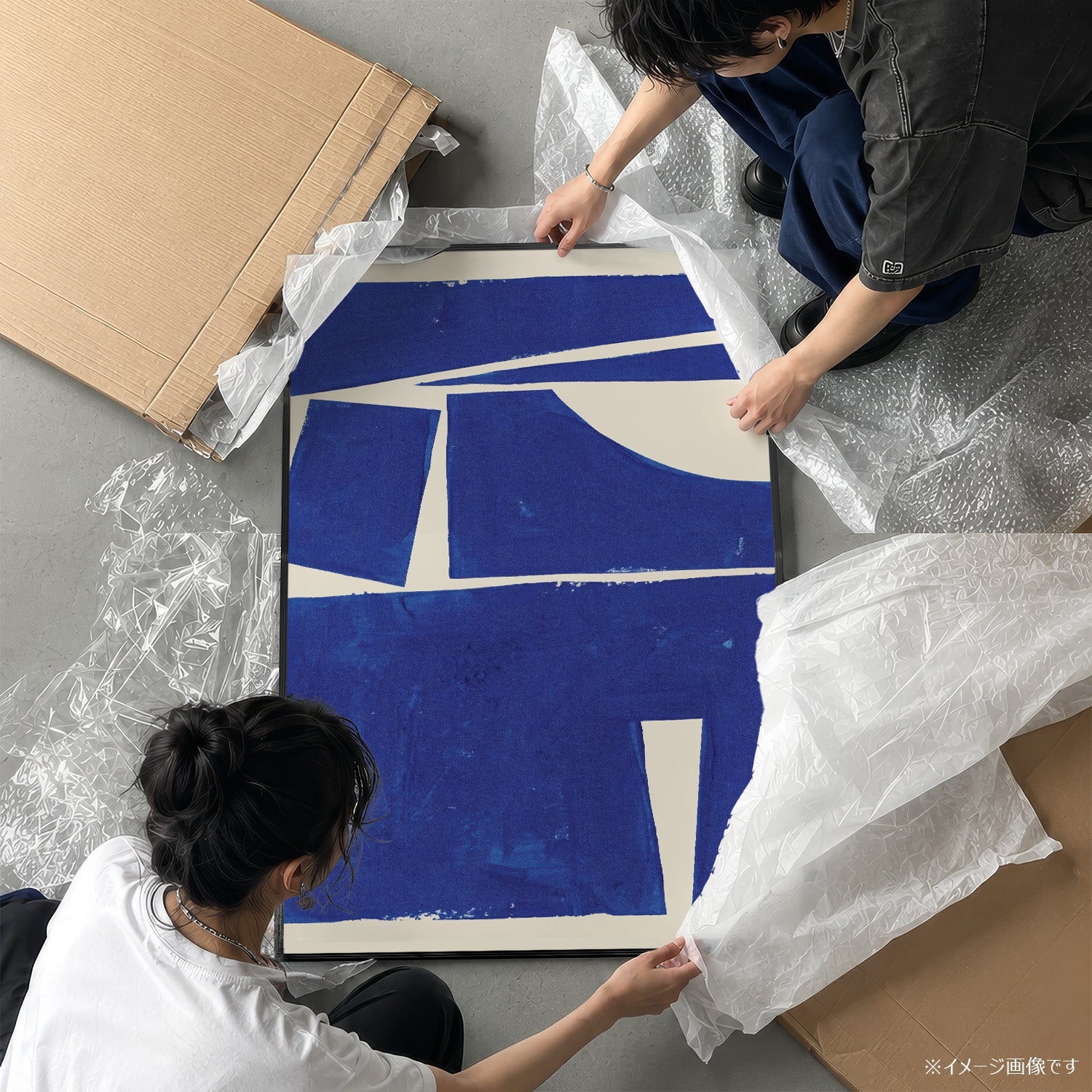 「formes bleutées」アブストラクトアートポスター - Ink Jp