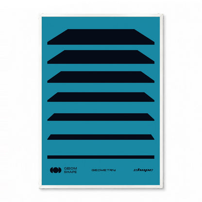 「GEOM SHAPE Strata Blue」グラフィックアートポスター - Ink Jp