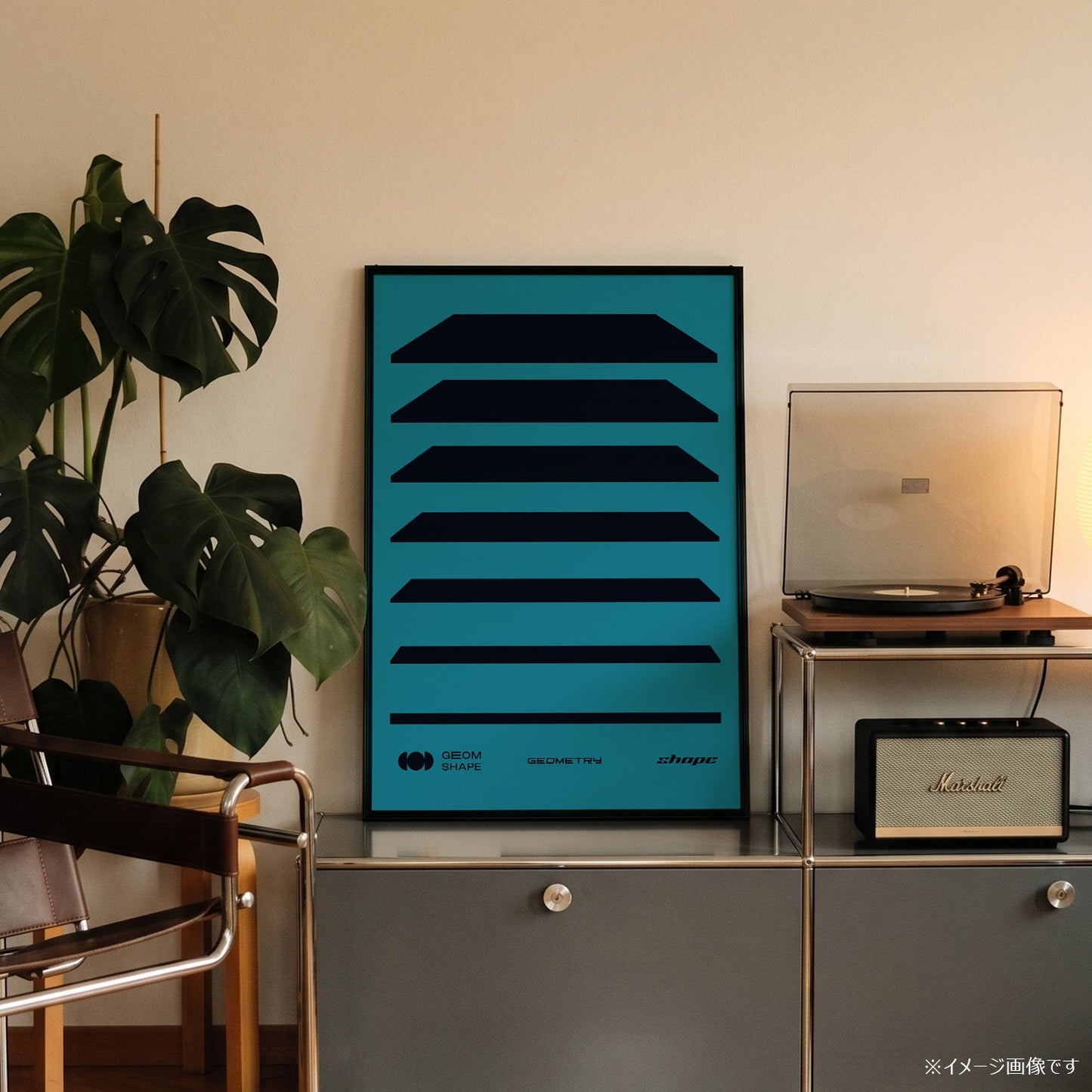 「GEOM SHAPE Strata Blue」グラフィックアートポスター - Ink Jp