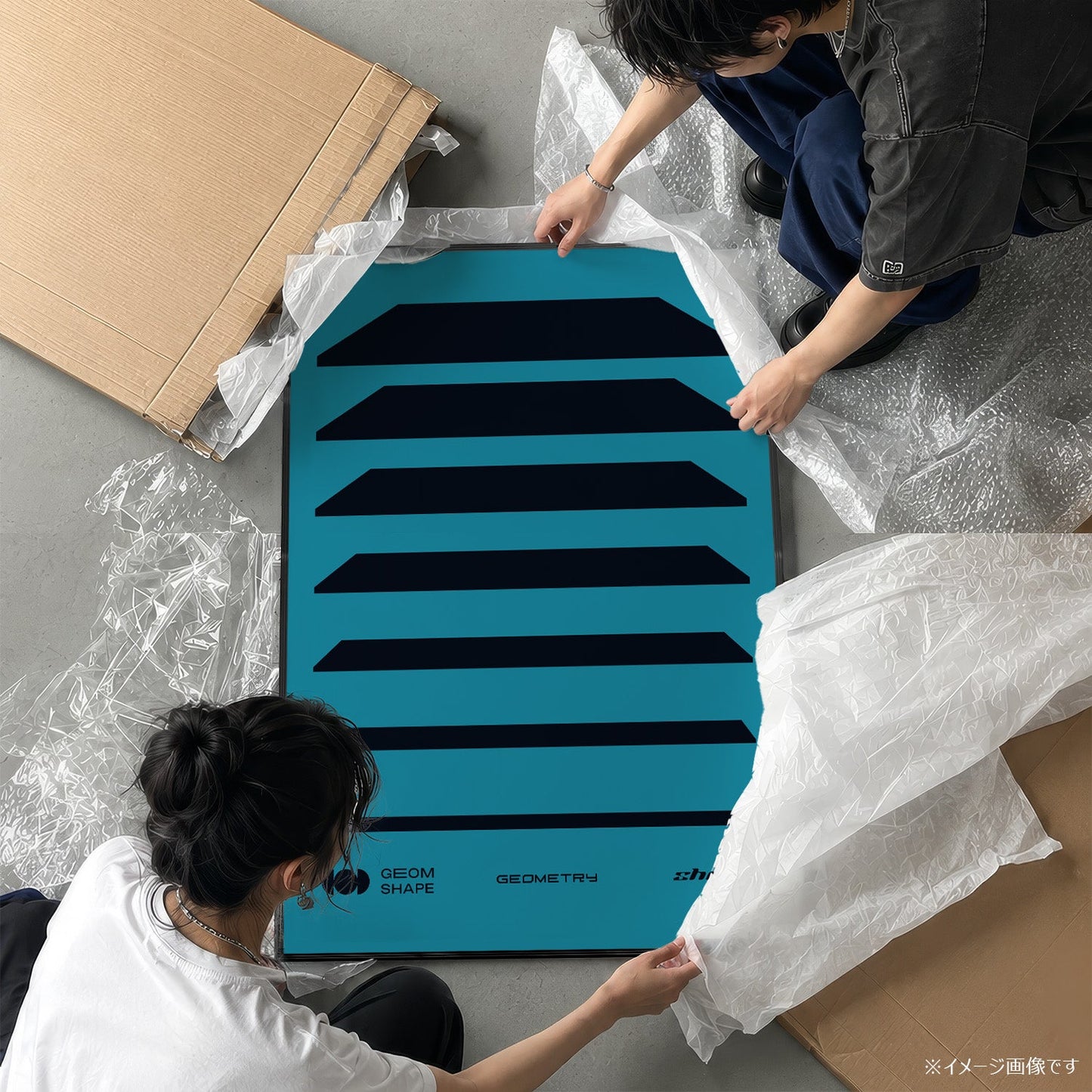 「GEOM SHAPE Strata Blue」グラフィックアートポスター - Ink Jp