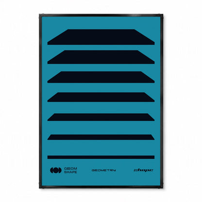 「GEOM SHAPE Strata Blue」グラフィックアートポスター - Ink Jp