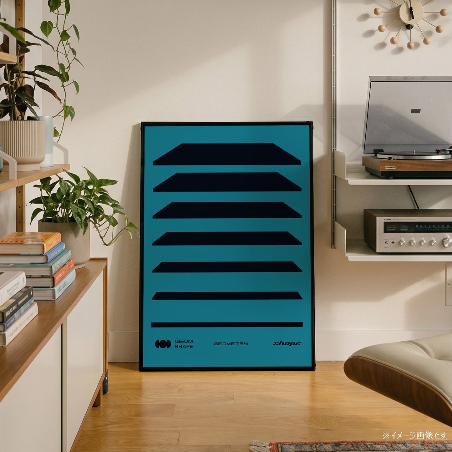 「GEOM SHAPE Strata Blue」グラフィックアートポスター - Ink Jp