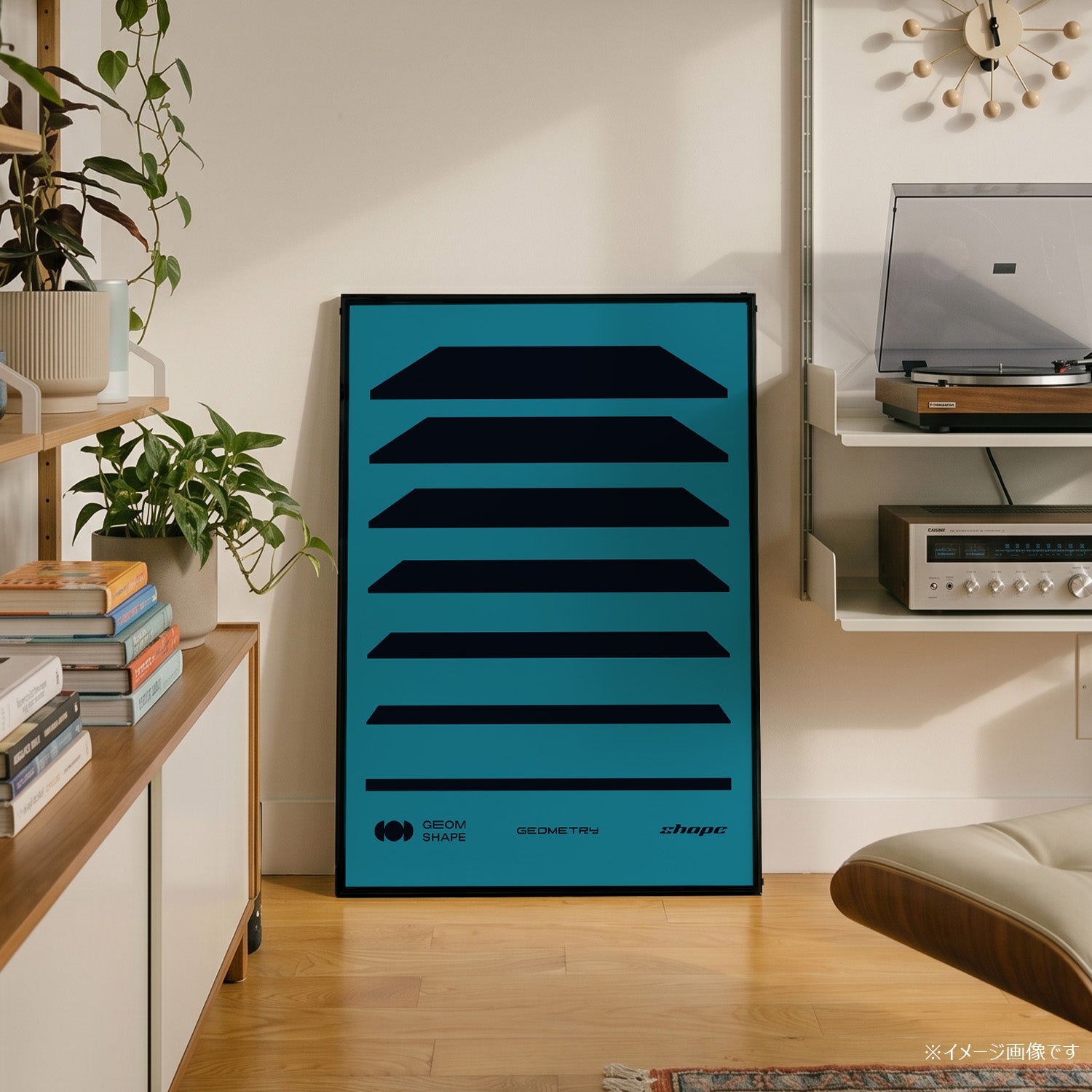 「GEOM SHAPE Strata Blue」グラフィックアートポスター - Ink Jp