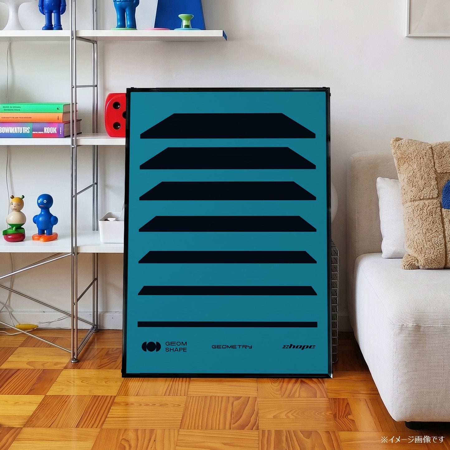 「GEOM SHAPE Strata Blue」グラフィックアートポスター - Ink Jp