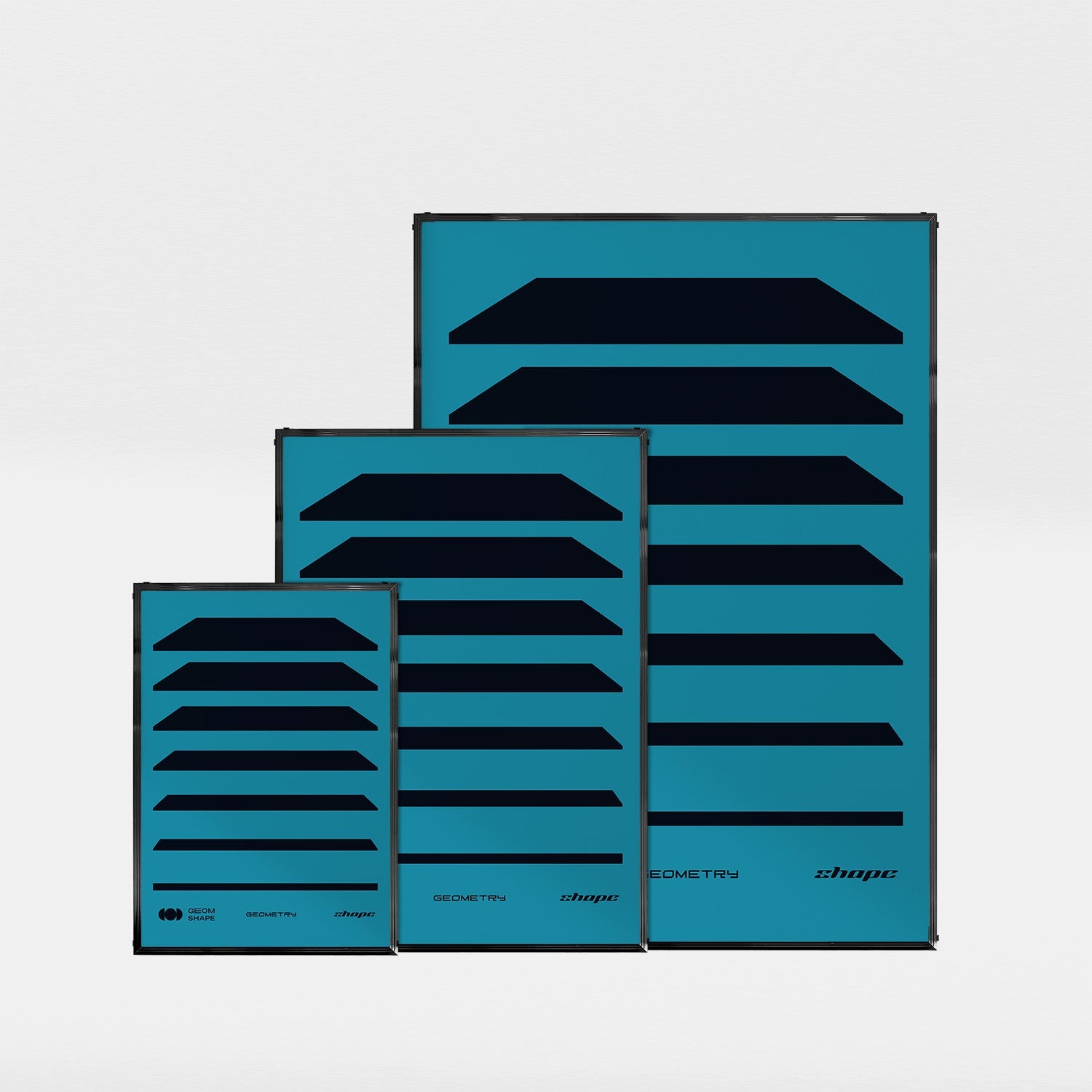 「GEOM SHAPE Strata Blue」グラフィックアートポスター - Ink Jp