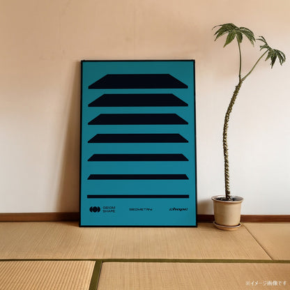 「GEOM SHAPE Strata Blue」グラフィックアートポスター - Ink Jp