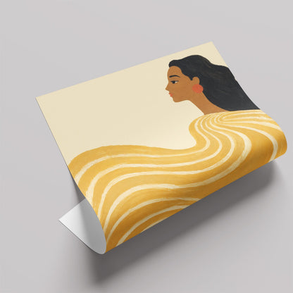 「Golden Wave」フィギュラティブアートポスター - Ink Jp