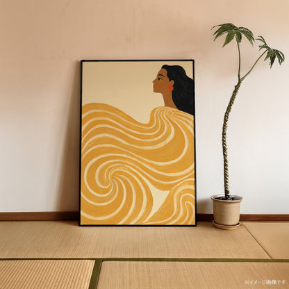 「Golden Wave」フィギュラティブアートポスター - Ink Jp