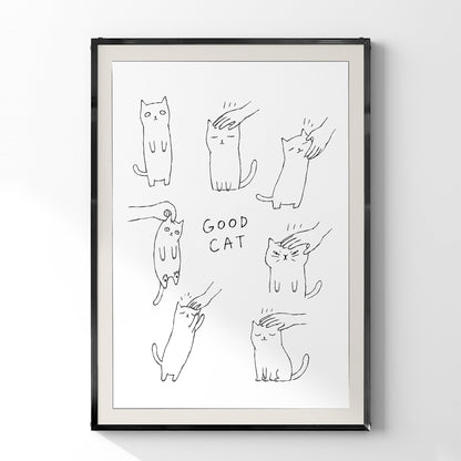 「GOOD CAT」ラインアートポスター - Ink Jp