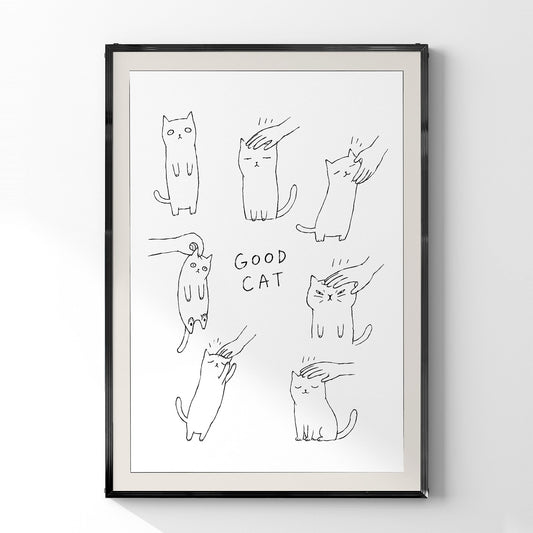 「GOOD CAT」ラインアートポスター - Ink Jp