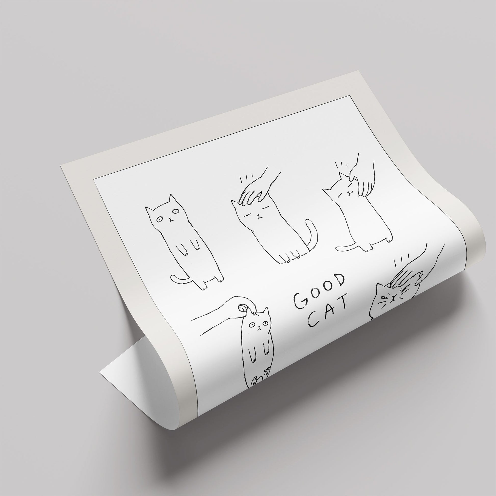 「GOOD CAT」ラインアートポスター - Ink Jp