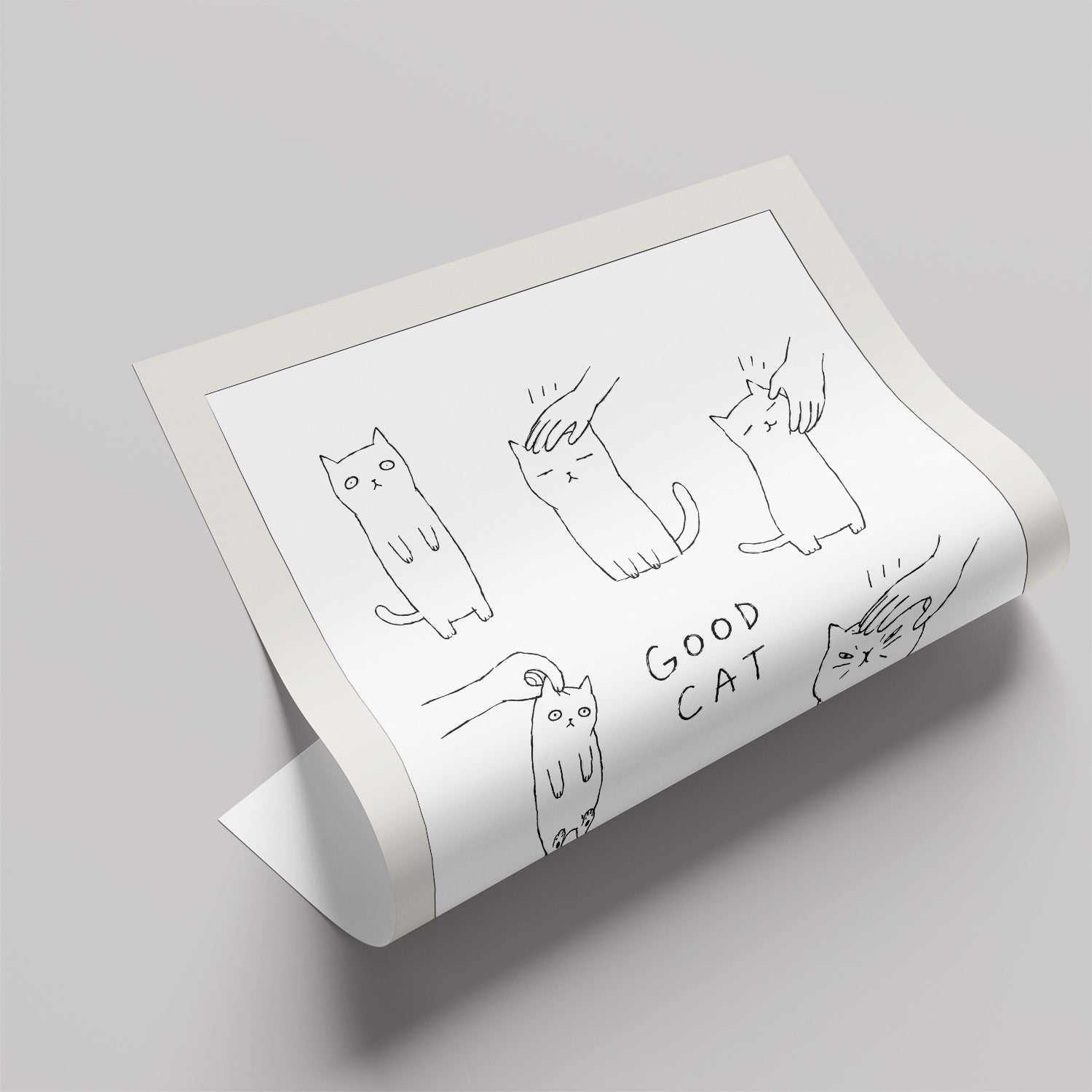 「GOOD CAT」ラインアートポスター - Ink Jp