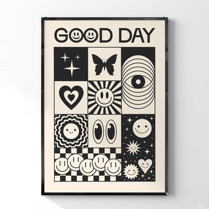 「GOOD DAY」レトログラフィックアートポスター - Ink Jp