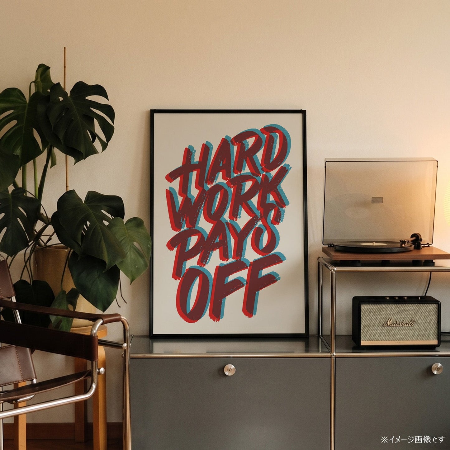 「Hard Work Pays Off」タイポグラフィポスター - Ink Jp