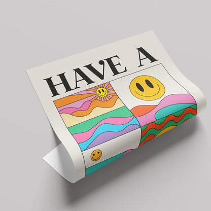 「HAVE A NICE DAY」レトログラフィックアートポスター - Ink Jp