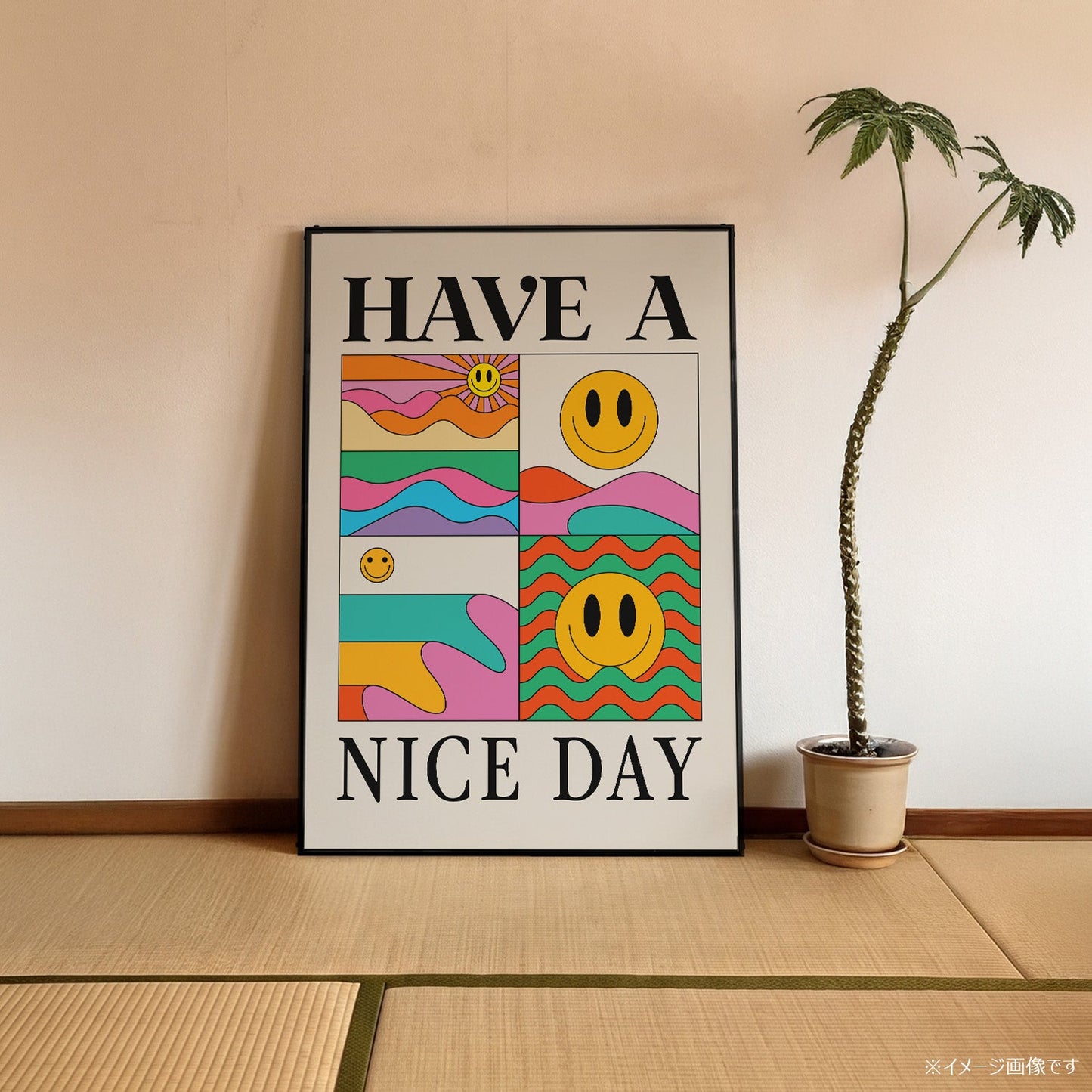 「HAVE A NICE DAY」レトログラフィックアートポスター - Ink Jp