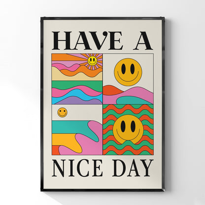 「HAVE A NICE DAY」レトログラフィックアートポスター - Ink Jp