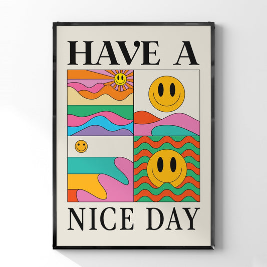 「HAVE A NICE DAY」レトログラフィックアートポスター - Ink Jp