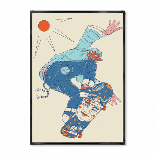 「Kabuki Skater」ジャパニーズポップアートポスター - Ink Jp