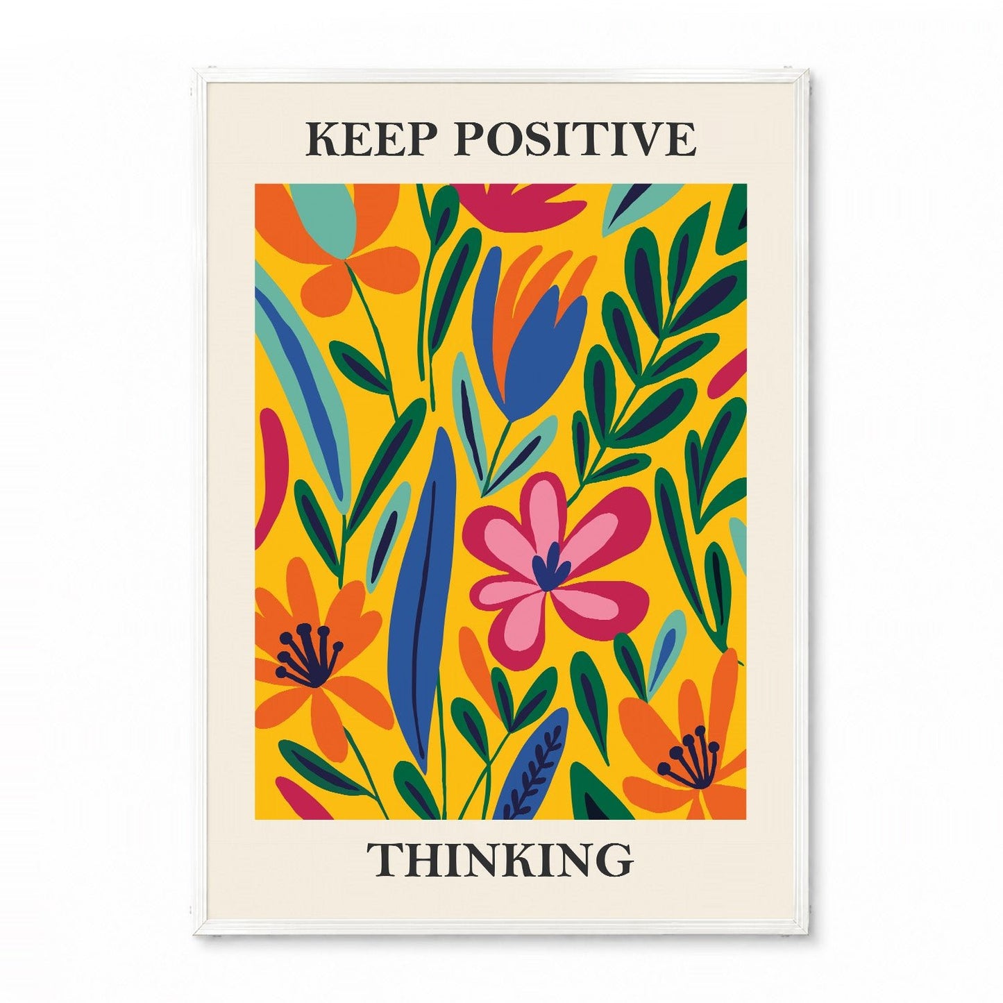 「KEEP POSITIVE THINKING」ボタニカルアートポスター - Ink Jp