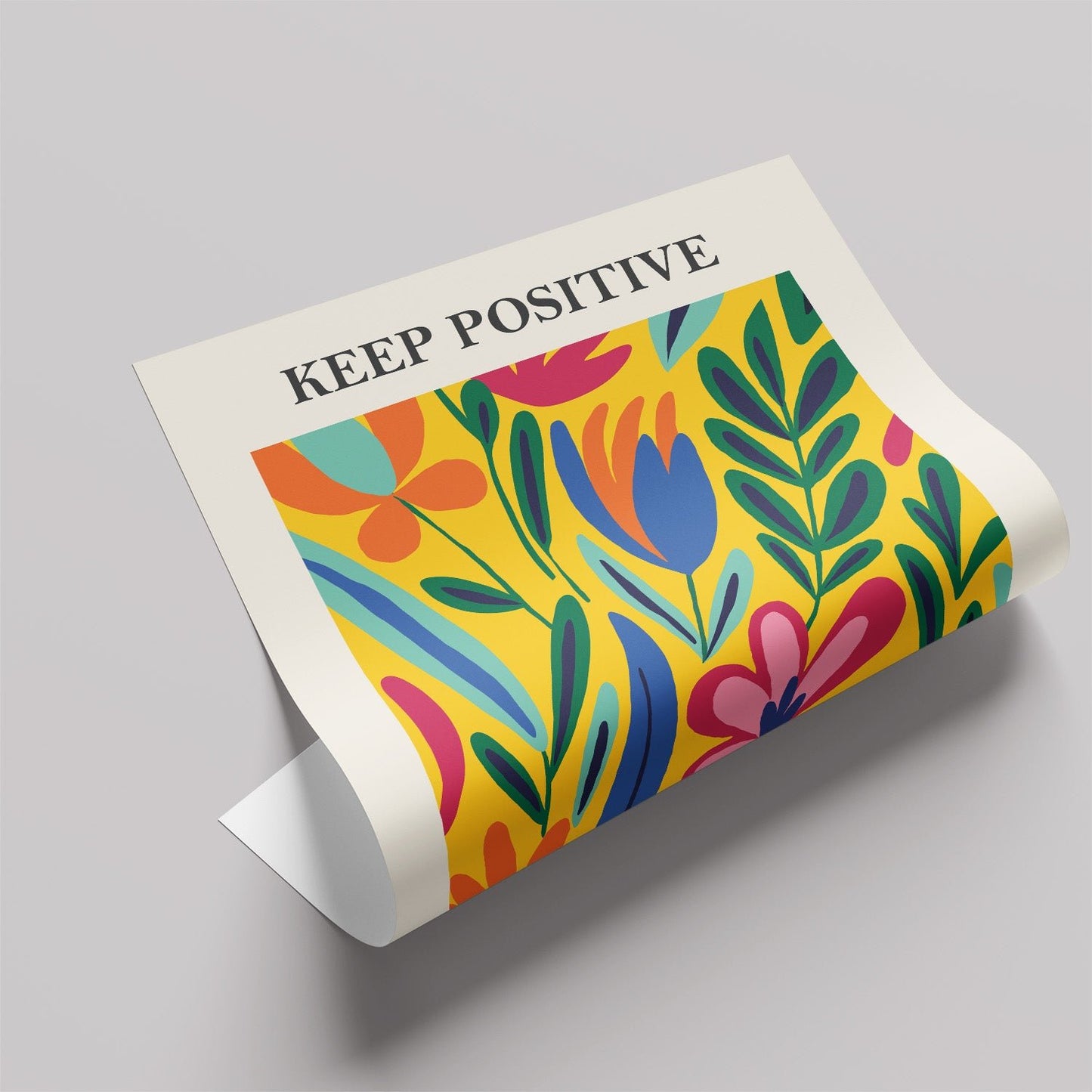 「KEEP POSITIVE THINKING」ボタニカルアートポスター - Ink Jp