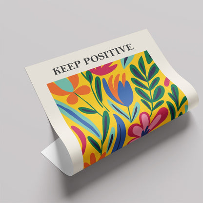 「KEEP POSITIVE THINKING」ボタニカルアートポスター - Ink Jp