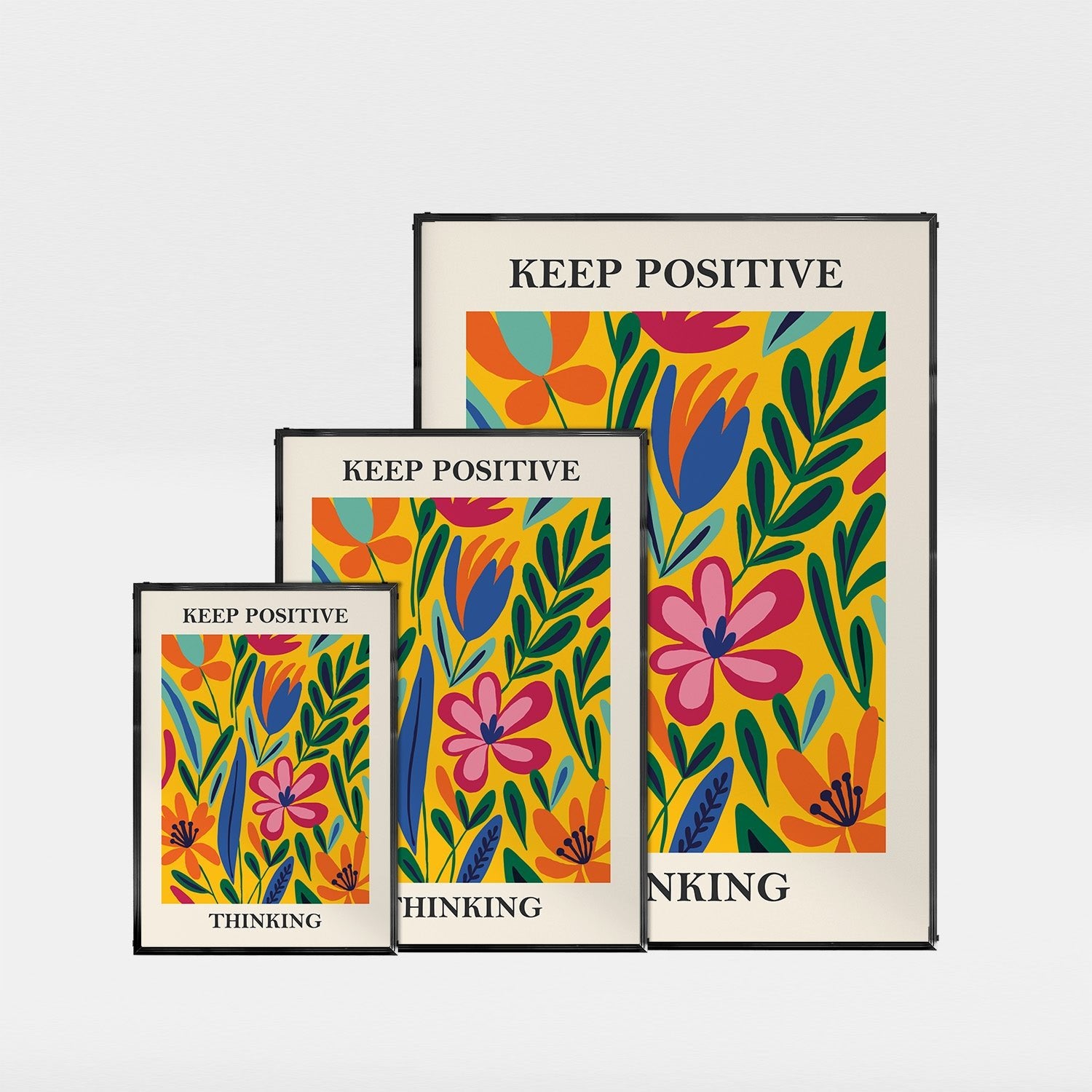 「KEEP POSITIVE THINKING」ボタニカルアートポスター - Ink Jp