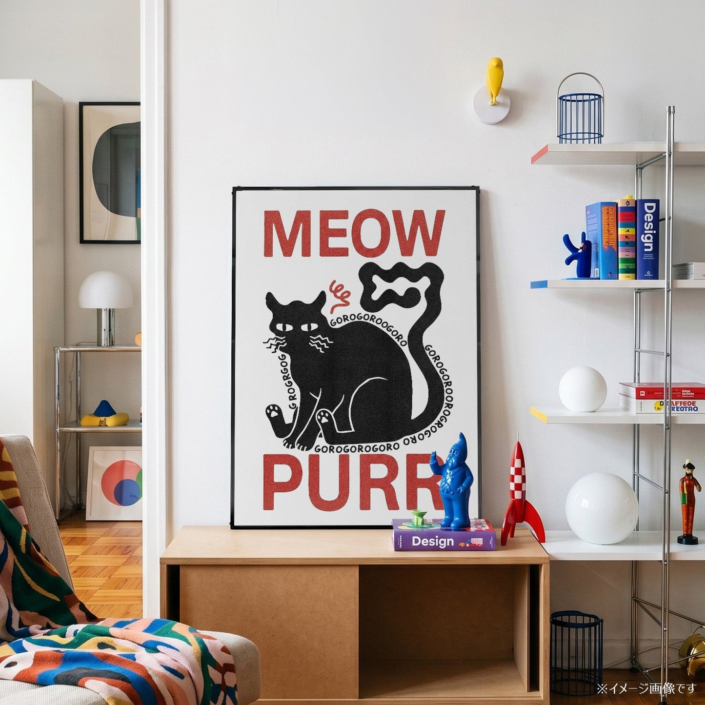 「MEOW PURR」キャットアートポスター - Ink Jp