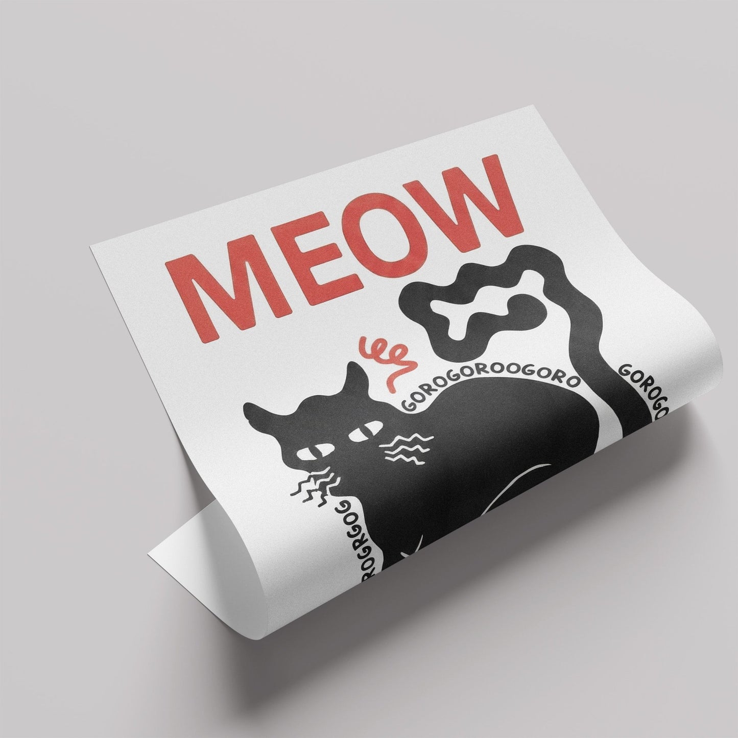 「Meow, Purr」グラフィックアート猫ポスター - Ink Jp