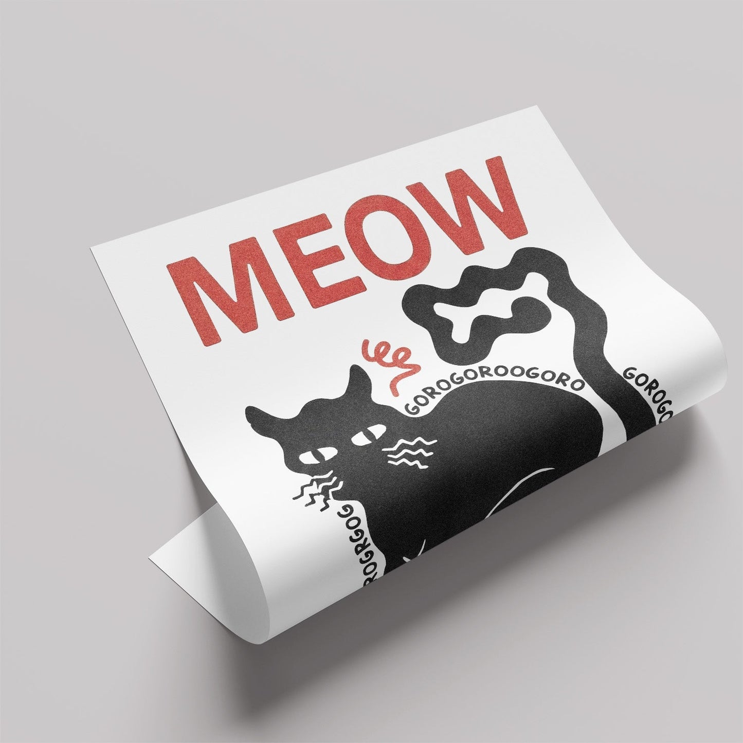 「MEOW PURR」キャットアートポスター - Ink Jp