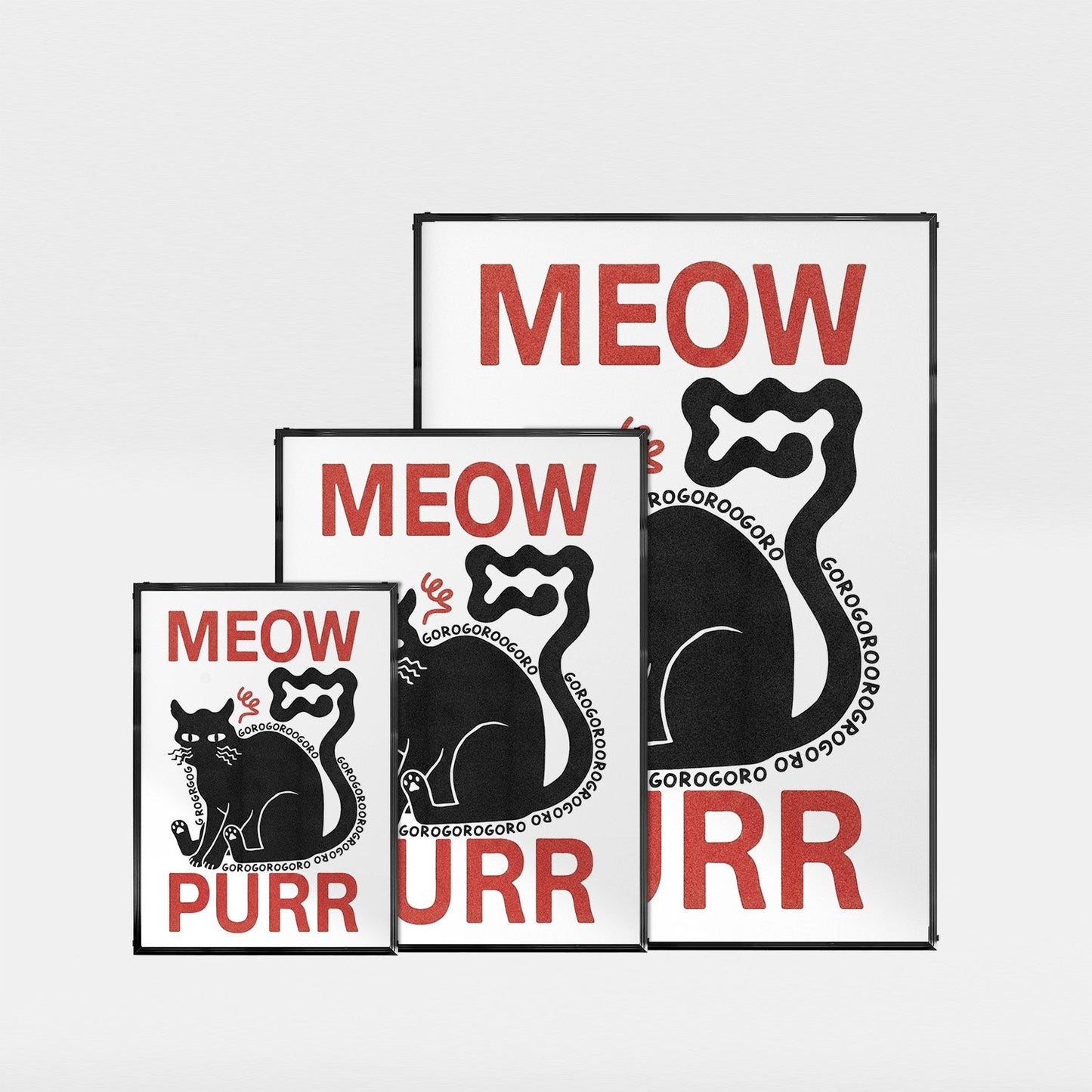 「MEOW PURR」キャットアートポスター - Ink Jp