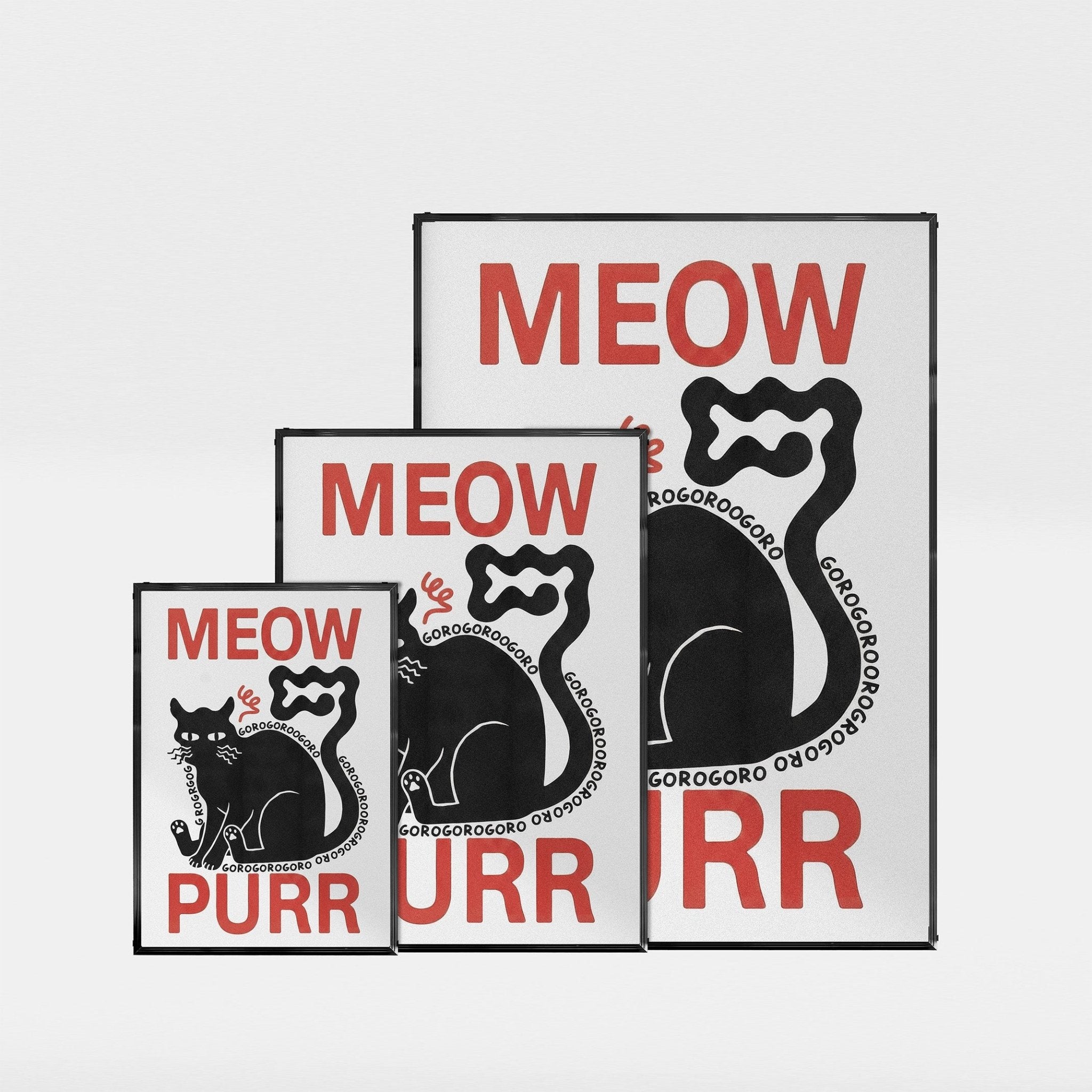 Meow, Purr」グラフィックアート猫ポスター – Ink Jp