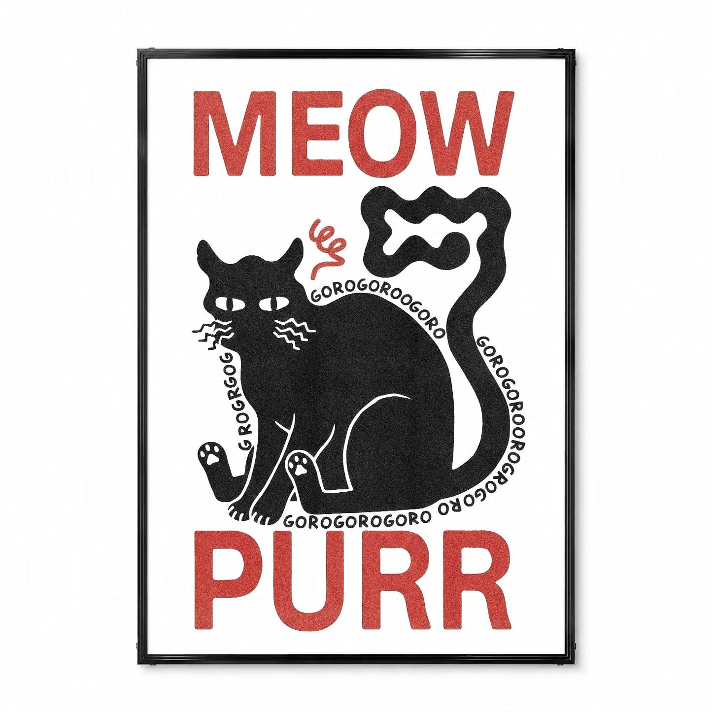 「MEOW PURR」キャットアートポスター - Ink Jp