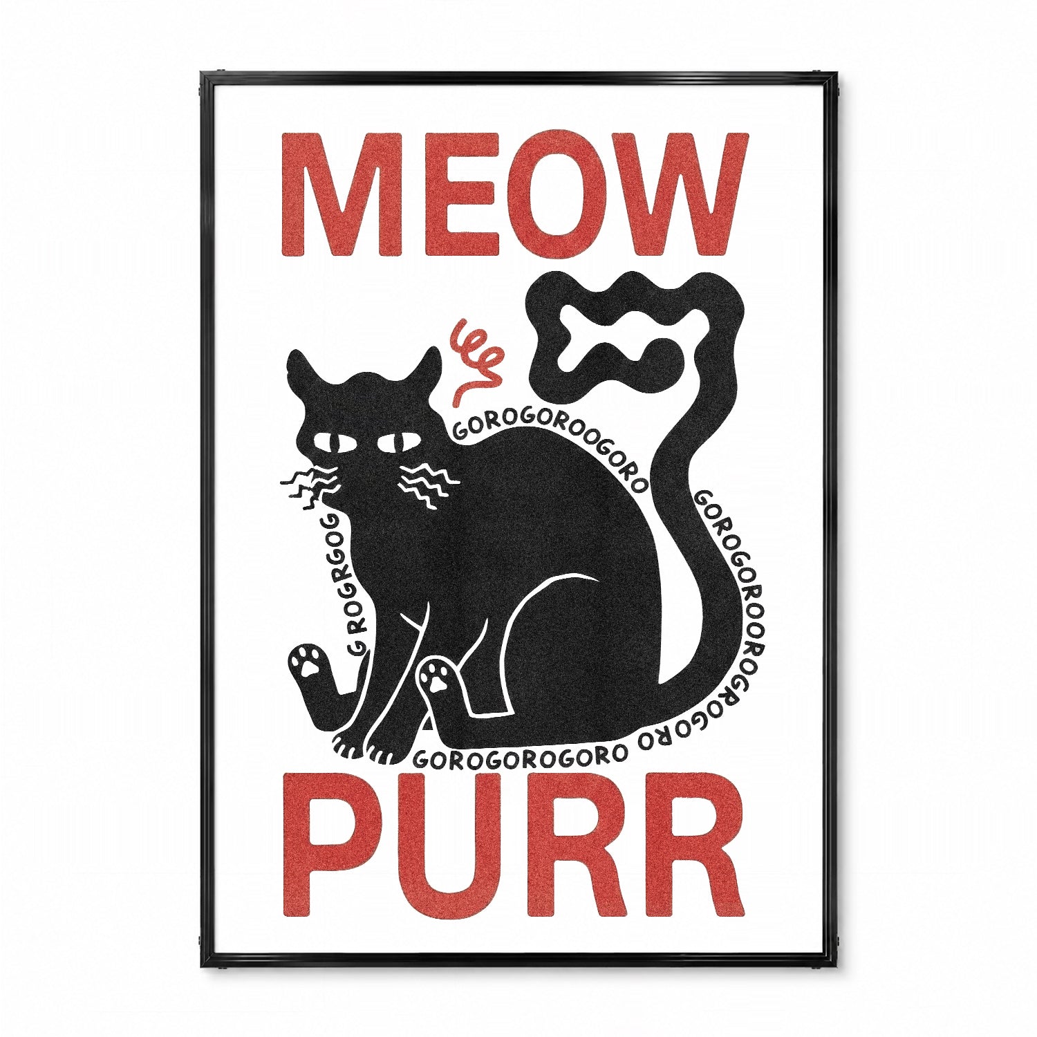 「MEOW PURR」キャットアートポスター - Ink Jp