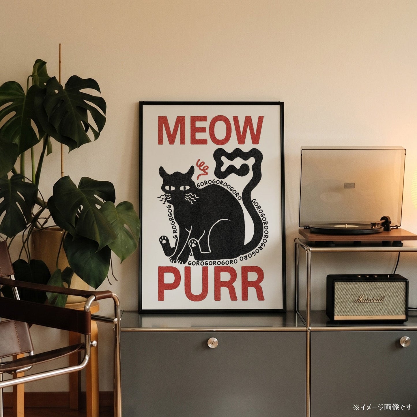 「MEOW PURR」キャットアートポスター - Ink Jp