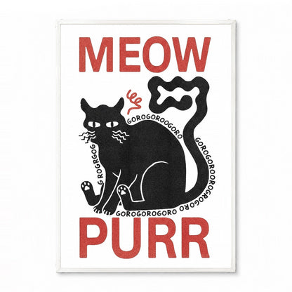 「MEOW PURR」キャットアートポスター - Ink Jp