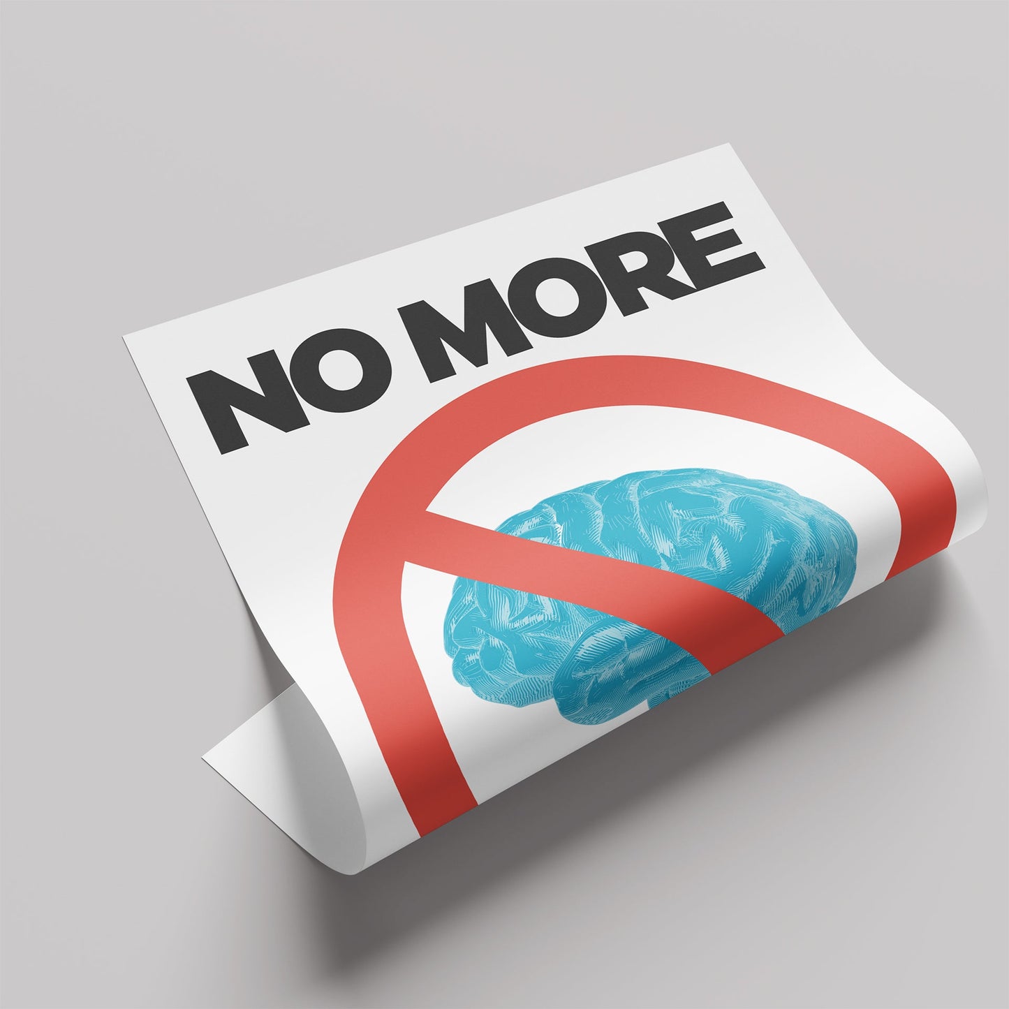 「No More Thinking」グラフィックポスター ホワイト - Ink Jp